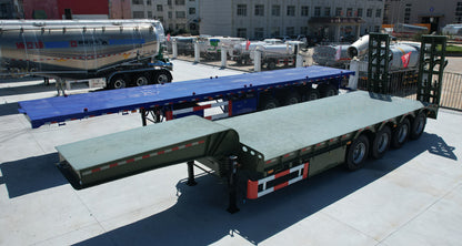 Heavy duty low flatbed transport semi-trailer