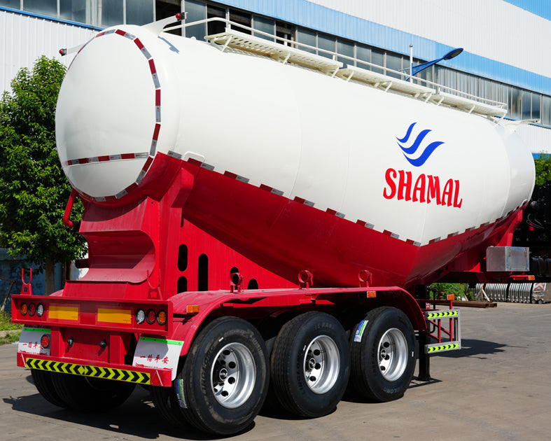 Medium density powder material transportation semi-trailer