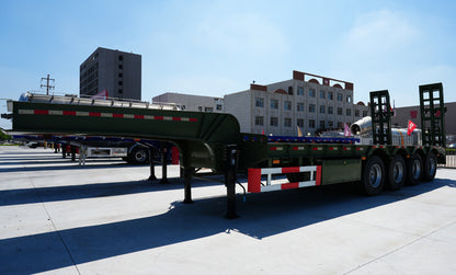 Heavy duty low flatbed transport semi-trailer